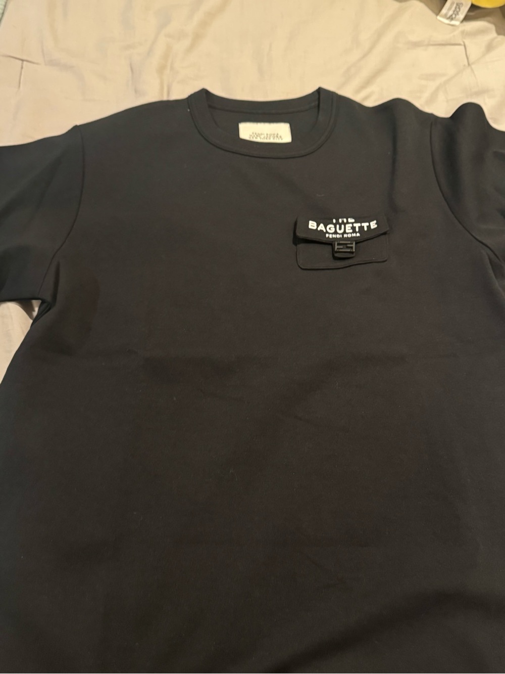 Fendi Black 'Baguette' Patch Crewneck